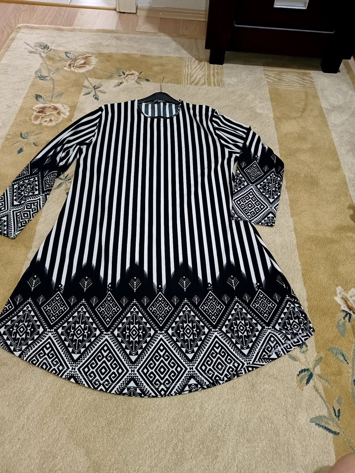 Uzun Kollu Zebra Desenli Bohem Tunik - Görsel 3