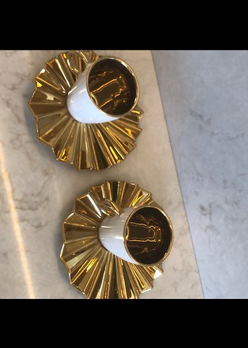 Altın renkli 2'li fincan ve tabak seti - Görsel 5