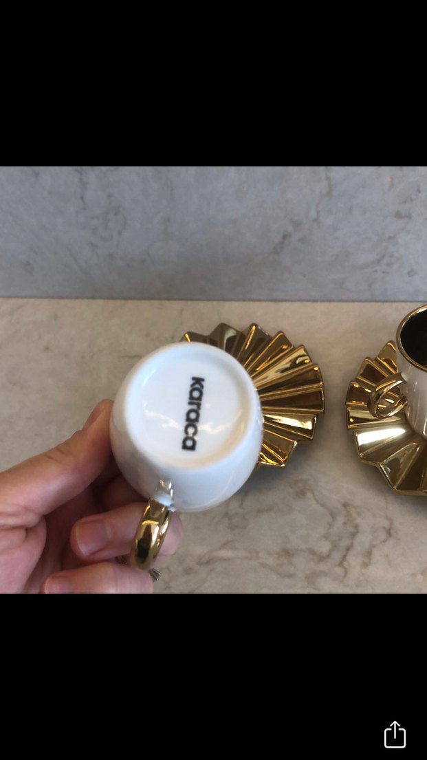 Altın renkli 2'li fincan ve tabak seti - Görsel 4