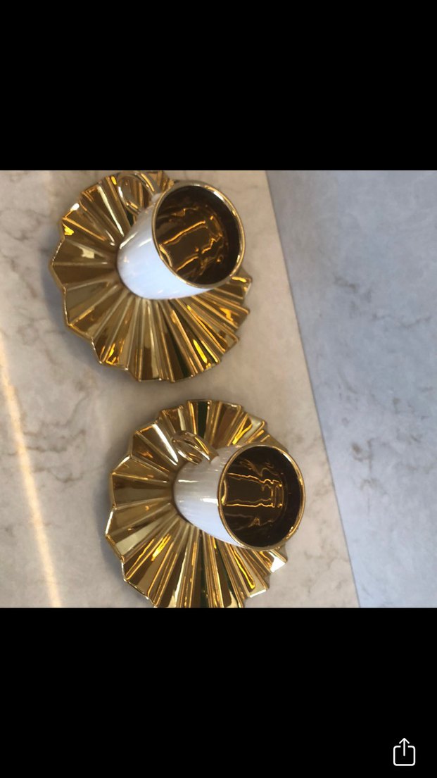 Altın renkli 2'li fincan ve tabak seti - Görsel 5