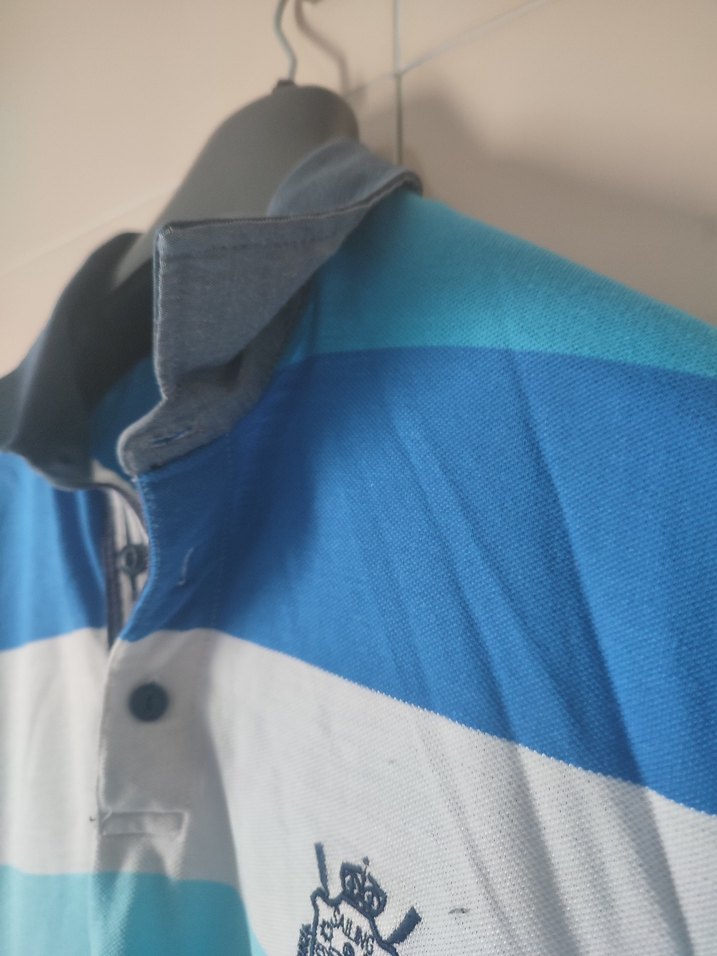 Erkek Mavi Polo Tişört Düğmeli Yakalı - Görsel 3