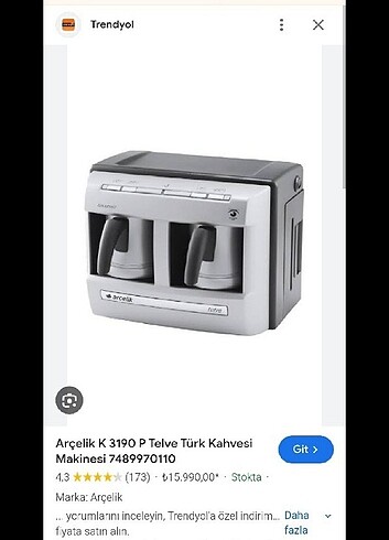 Arçelik su hazneli ikili Türk kahvesi makinası