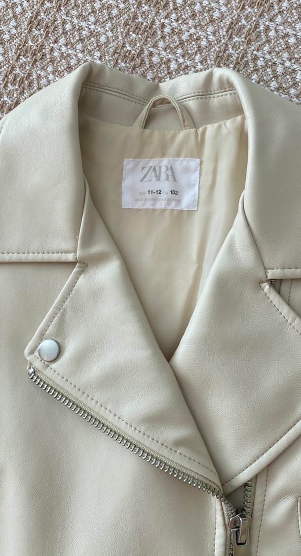 Bej Zara Deri Kadın Ceket - Görsel 4