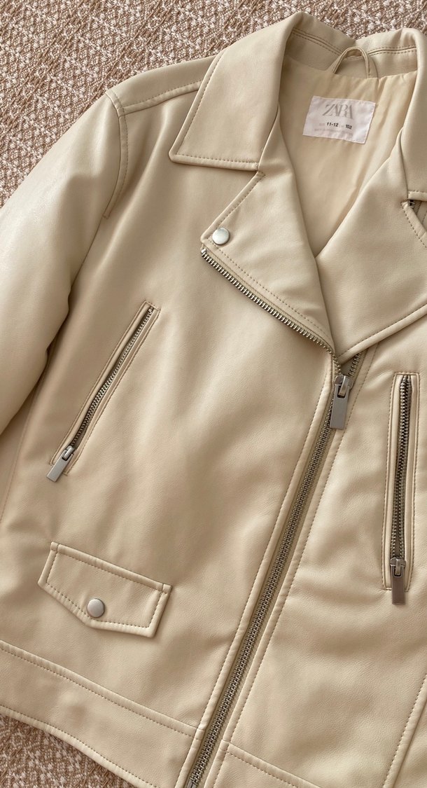 Bej Zara Deri Kadın Ceket - Görsel 5