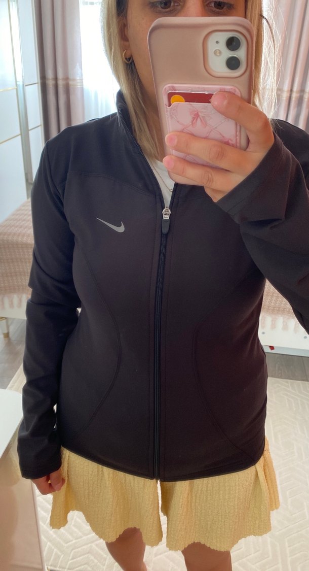 Nike Siyah Fermuarlı Uzun Kollu Spor Ceket - Görsel 5