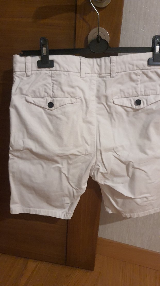 Zara Erkek Beyaz Pamuklu Rahat Kesim Şort - Görsel 2