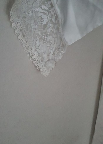 Suwen Parlak Beyaz, Midi Boy, Kısa Kollu Kadın Sabahlık - Görsel 3