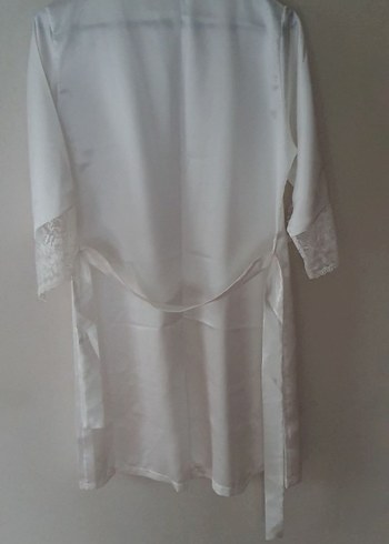 Suwen Parlak Beyaz, Midi Boy, Kısa Kollu Kadın Sabahlık - Görsel 4