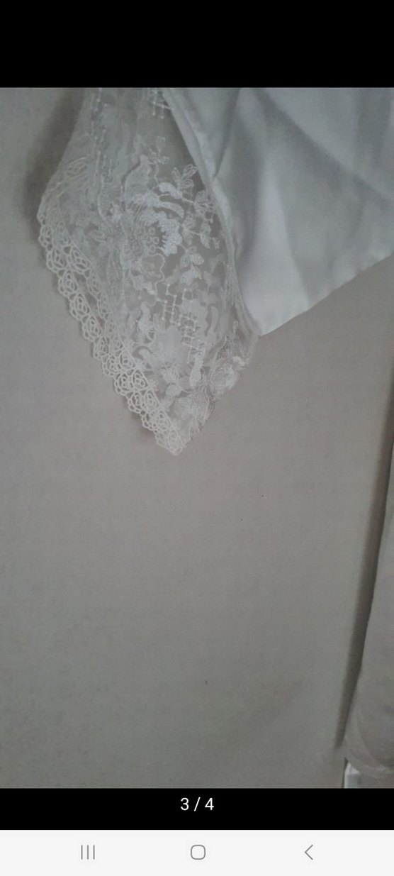 Suwen Parlak Beyaz, Midi Boy, Kısa Kollu Kadın Sabahlık - Görsel 3