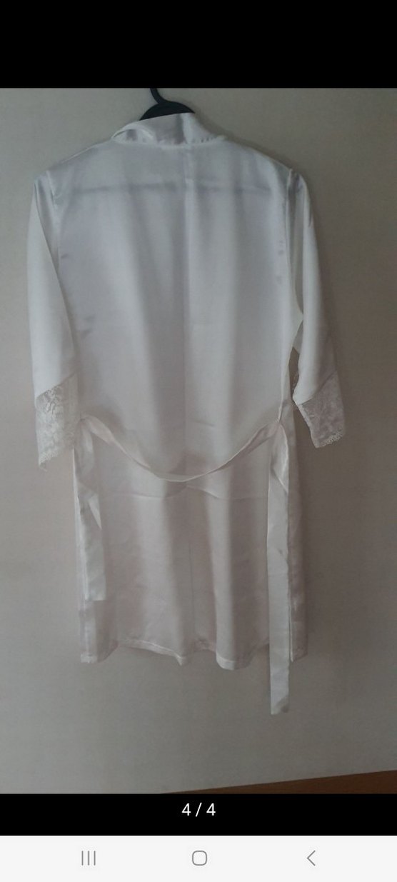 Suwen Parlak Beyaz, Midi Boy, Kısa Kollu Kadın Sabahlık - Görsel 4