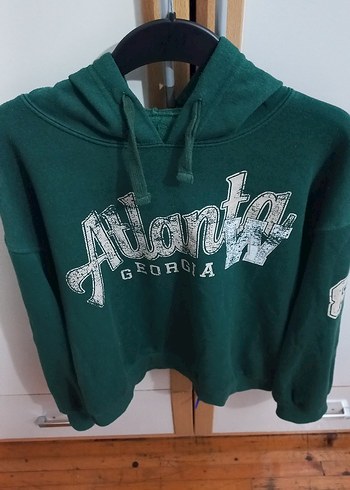 Yeşil Kapüşonlu Oversize Sweatshirt - Görsel 4