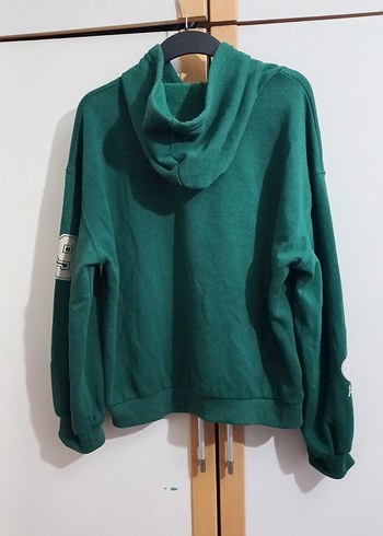 Yeşil Kapüşonlu Oversize Sweatshirt - Görsel 3