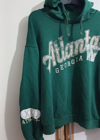 Yeşil Kapüşonlu Oversize Sweatshirt - Görsel 2