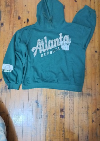 Yeşil Kapüşonlu Oversize Sweatshirt - Görsel 5