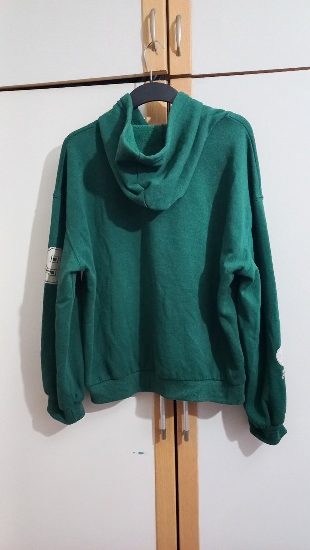 Yeşil Kapüşonlu Oversize Sweatshirt - Görsel 3