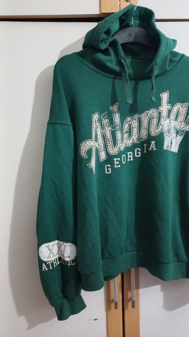 Yeşil Kapüşonlu Oversize Sweatshirt - Görsel 2