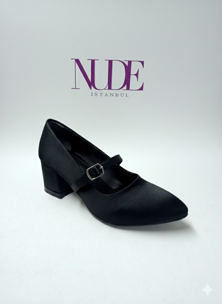 Siyah Tokalı Kadın Topuklu Ayakkabı - Görsel 2