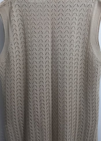 Bej Örgü Kadın Yelek V Yakalı - Görsel 9