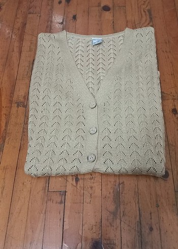 Bej Örgü Kadın Yelek V Yakalı - Görsel 8