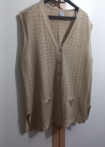 Bej Örgü Kadın Yelek V Yakalı - Görsel 12