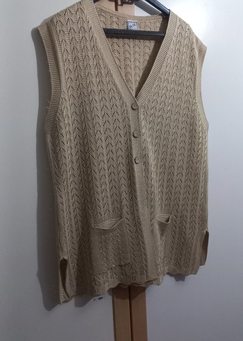 Bej Örgü Kadın Yelek V Yakalı - Görsel 11