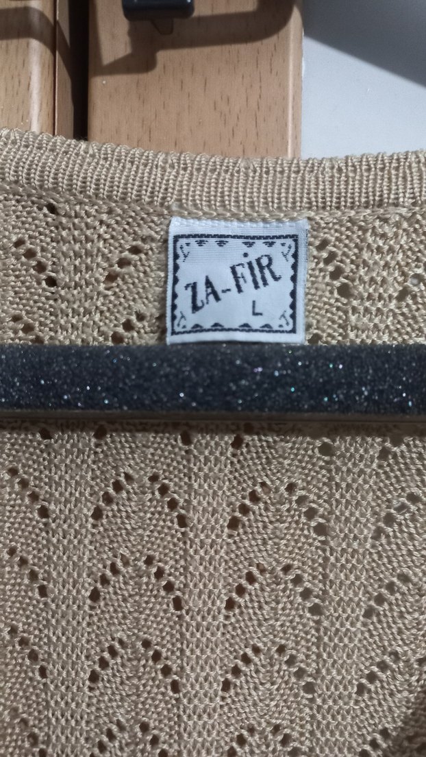 Bej Örgü Kadın Yelek V Yakalı - Görsel 5