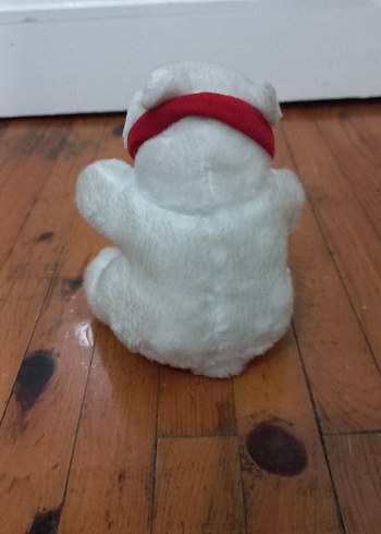 Kırmızı atkılı beyaz peluş ayı oyuncak - Görsel 3