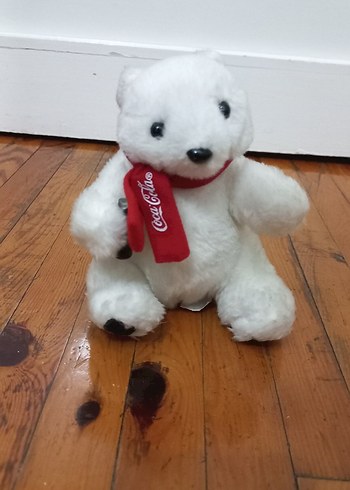 Kırmızı atkılı beyaz peluş ayı oyuncak - Görsel 2