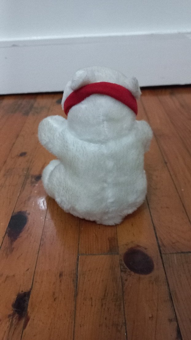 Kırmızı atkılı beyaz peluş ayı oyuncak - Görsel 3