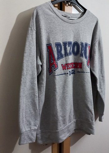 Gri Kadın Baskılı Uzun Kollu Sweatshirt - Görsel 4