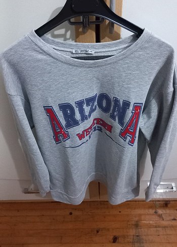 Gri Kadın Baskılı Uzun Kollu Sweatshirt - Görsel 6