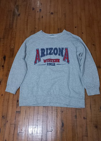 Gri Kadın Baskılı Uzun Kollu Sweatshirt - Görsel 5