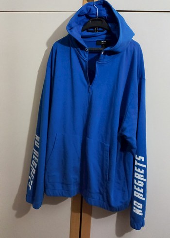 Mavi Kapüşonlu Fermuarlı Erkek Sweatshirt - Görsel 10