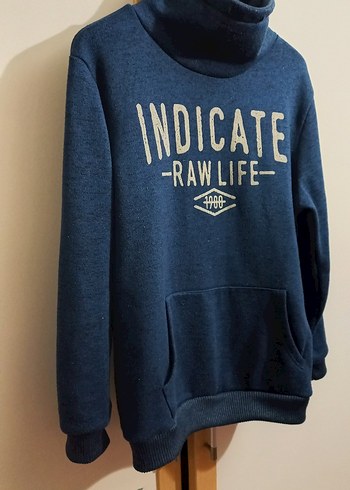 Lacivert Yüksek Yaka Baskılı Erkek Sweatshirt - Görsel 4