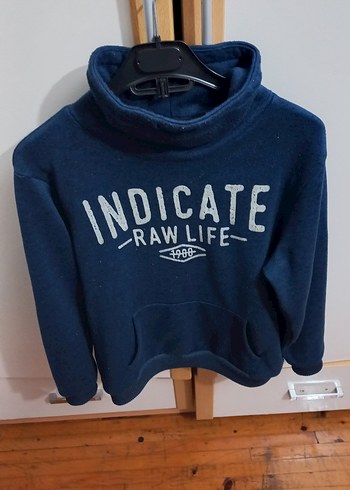 Lacivert Yüksek Yaka Baskılı Erkek Sweatshirt - Görsel 8