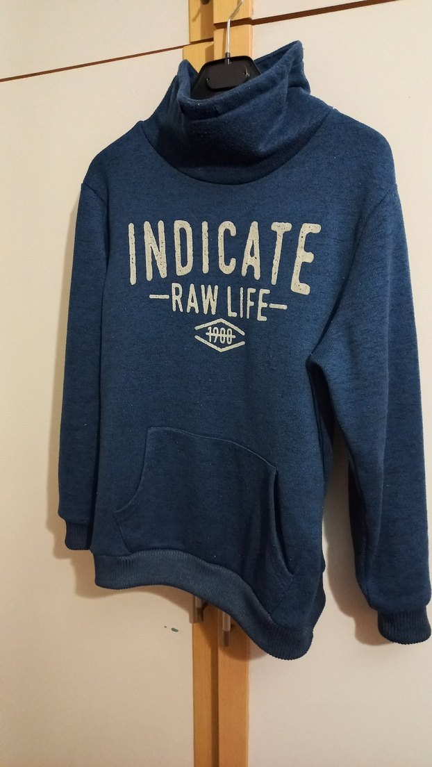 Lacivert Yüksek Yaka Baskılı Erkek Sweatshirt - Görsel 5