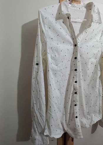 Beyaz Baskılı Kadın Gömlek - Görsel 3