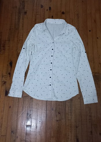 Beyaz Baskılı Kadın Gömlek - Görsel 10