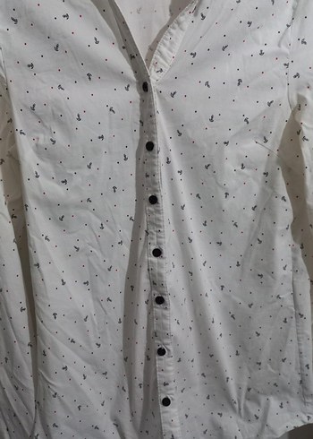 Beyaz Baskılı Kadın Gömlek - Görsel 6