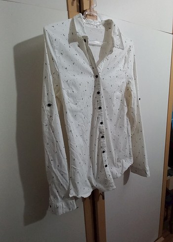 Beyaz Baskılı Kadın Gömlek - Görsel 5