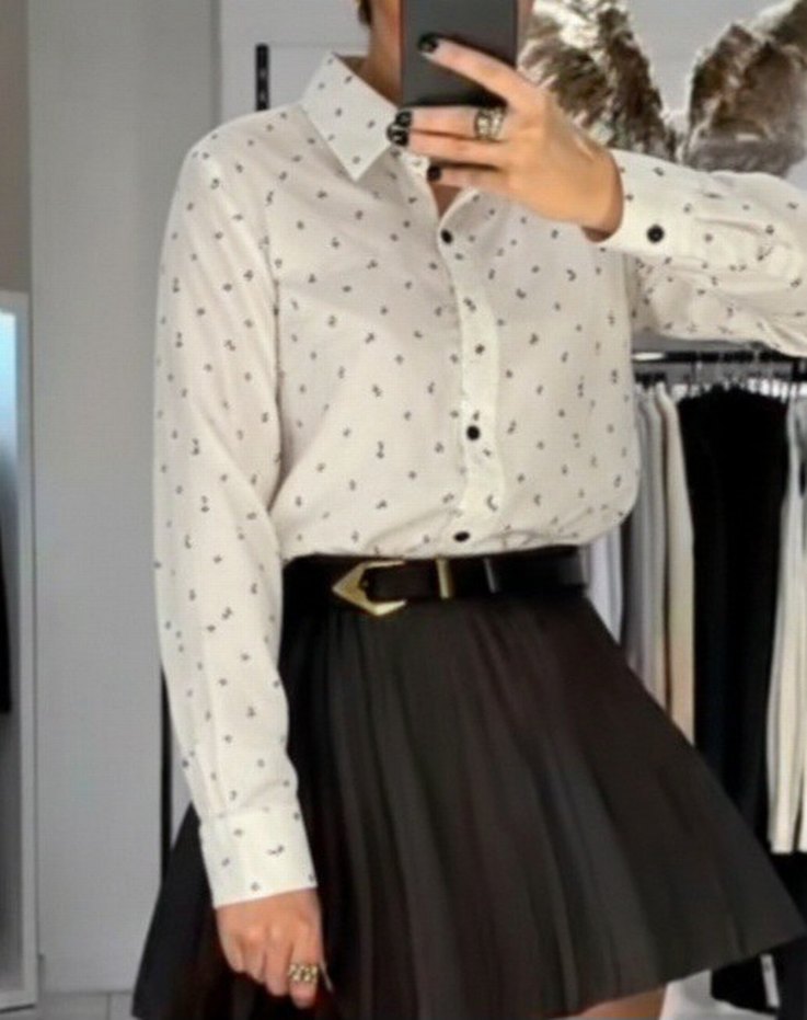 Beyaz Baskılı Kadın Gömlek - Görsel 2