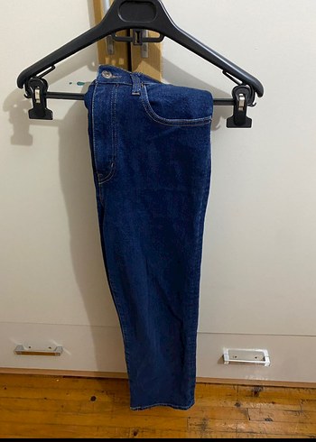 H&M Lacivert Regular Fit Midi Denim Pantolon