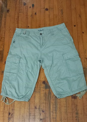 Erkek Bej Bol Kesim Mini Denim Şort