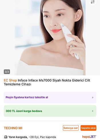 Beden Inface MS7000 Siyah Nokta Giderici Cilt Temizleme Cihazı