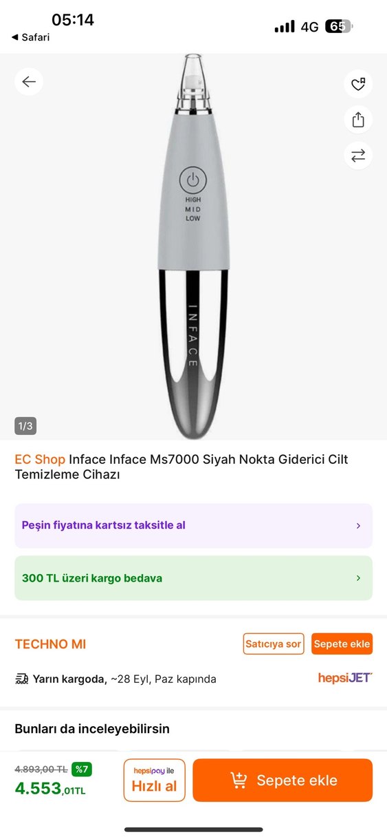Inface MS7000 Siyah Nokta Giderici Cilt Temizleme Cihazı - Görsel 3