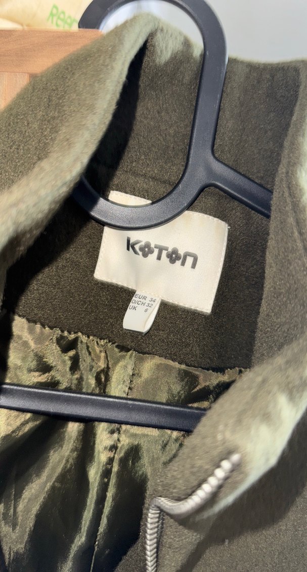 Haki Fermuarlı KAŞE Kaban KOTON - Görsel 3