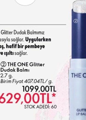 The ONE Glitter Hafif Pembe Işıltılı Dudak Balmı - Görsel 2