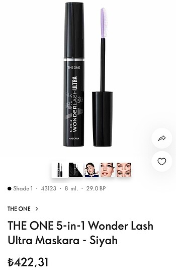 Oriflame The one 5-in-1 wonder lash ultra maskara -siyah