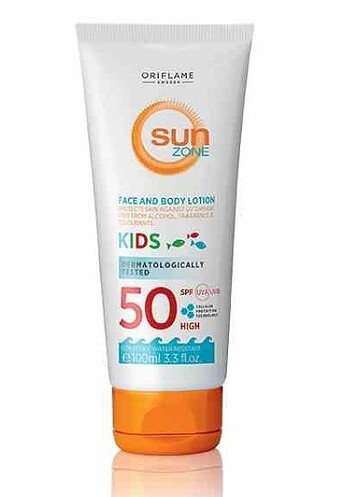 Sun zone çocuklar için SPF 50 yüksek korumalı yüz ve vücut krem