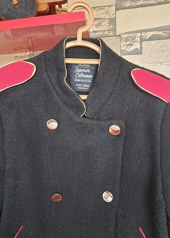 Collezione Düğmeli Siyah Midi Kadın Kaban